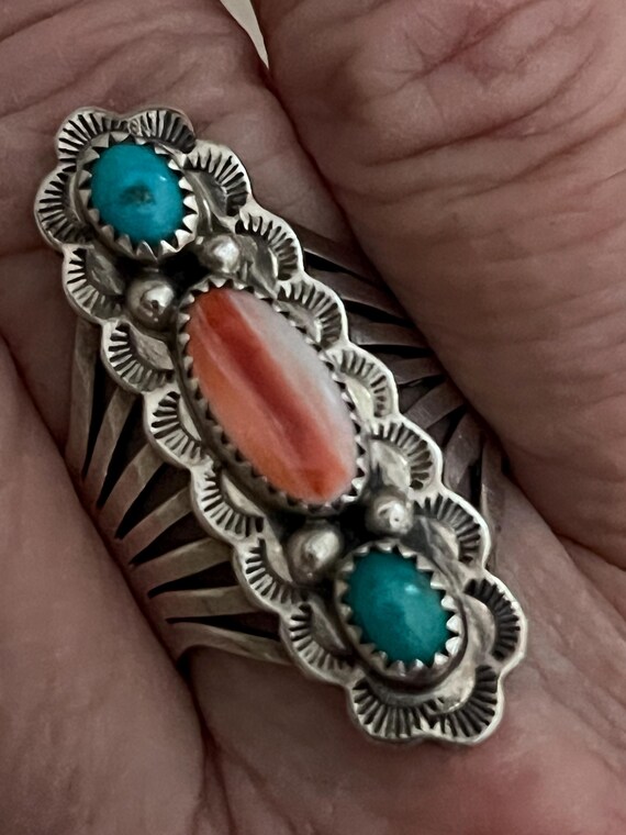Vintage Native American Signed Statement Ring Wit… - image 5
