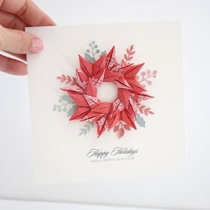 Carte de Noël faite main, carte de Noël en papier origami personnalisée, cadeau de Noël unique pour voisin, carte de Noël de luxe personnalisée