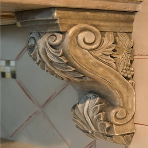 Hand-carved Wood Corbel Carving Large Classic Open Handcrafted lovers Solid Mission Wood Perfect Accent Bracket Corbel