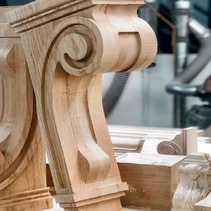 Hand-carved Wood One Corbel Carving Large Classic Open Handcrafted lovers Solid Mission Wood Perfect Accent Bracket Corbel Ready to Ship
