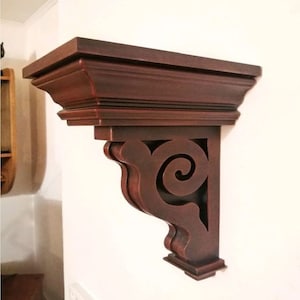 Hand-carved Wood Corbel Carving Large Classic Open Handcrafted lovers Solid Mission Wood Perfect Accent Bracket Corbel Ready to Ship