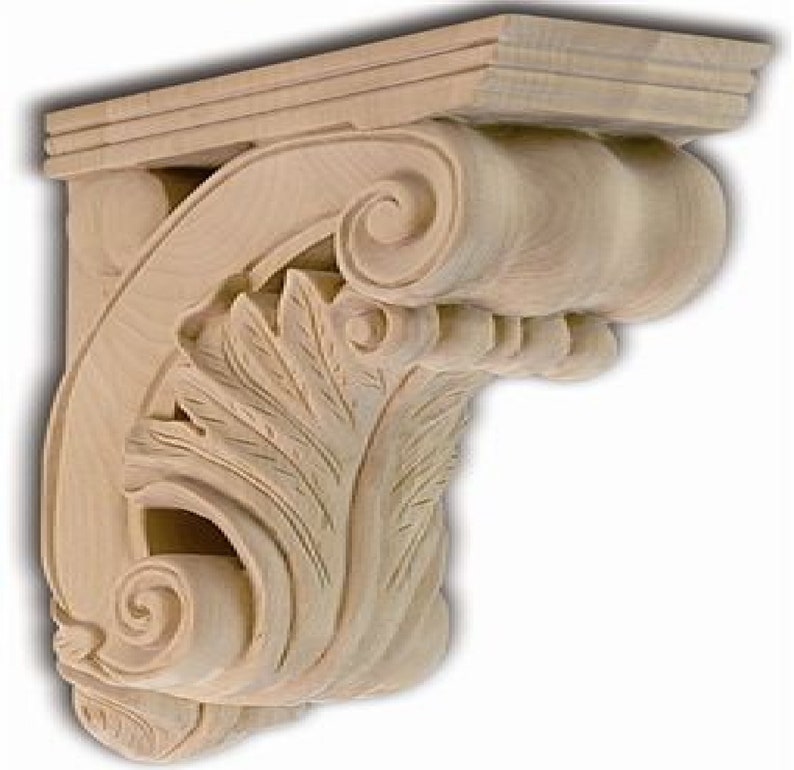 Hand-carved Wood Corbel 12H x 3W x 9D Carving Handcrafted Solid Mission Wood Perfect Accent Bracket Corbel Ready to Ship image 1