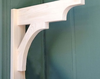 Handgemaakte houten consolebeugel – decoratieve planksteun, rustiek boerderijhuisdecoratie