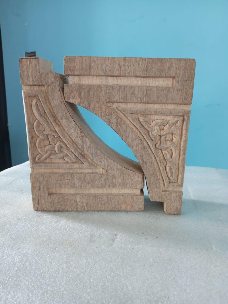 Rectangular Corbel Hand-carved Solid Wood Corbel Bracket: Mission Style Accent H10