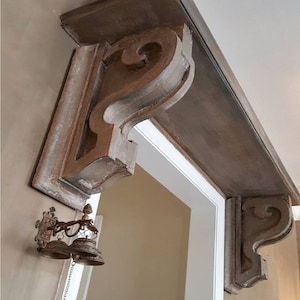 Hand-carved Wood One Corbel Carving Large Classic Open Handcrafted lovers Solid Mission Wood Perfect Accent Bracket Corbel Ready to Ship