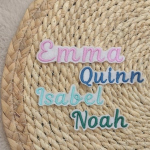 Etichetta con nome, toppa personalizzata ricamata, Applicazione con nome, etichetta termoadesiva progetto fai da te, Bügelbild Einschulung Schultüte