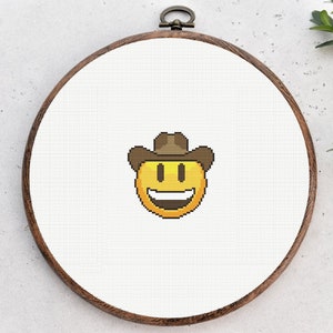 Sött korsstygnsmönster: Cowboy-emoji - Enkel och rolig design