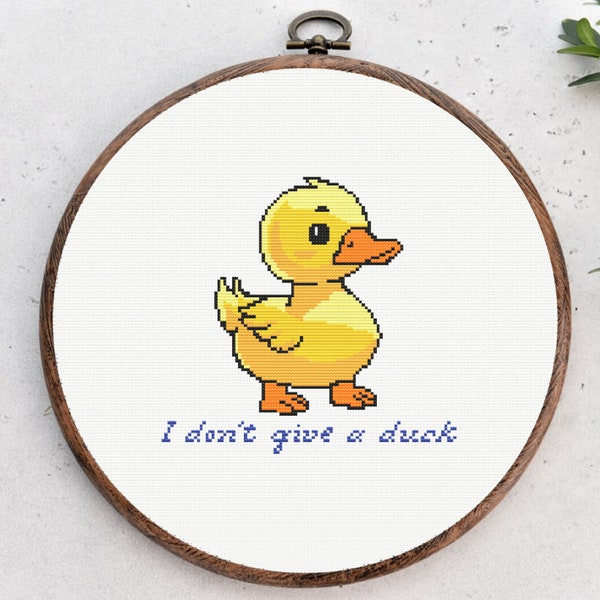 Cheeky Duck Cross Stitch Pattern - 'I Don't Give a Duck' - Easy, Simple, Cute, Funn"