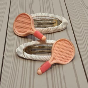 Pinzas para el pelo con forma de raqueta de tenis, pasadores deportivos con lazo, par