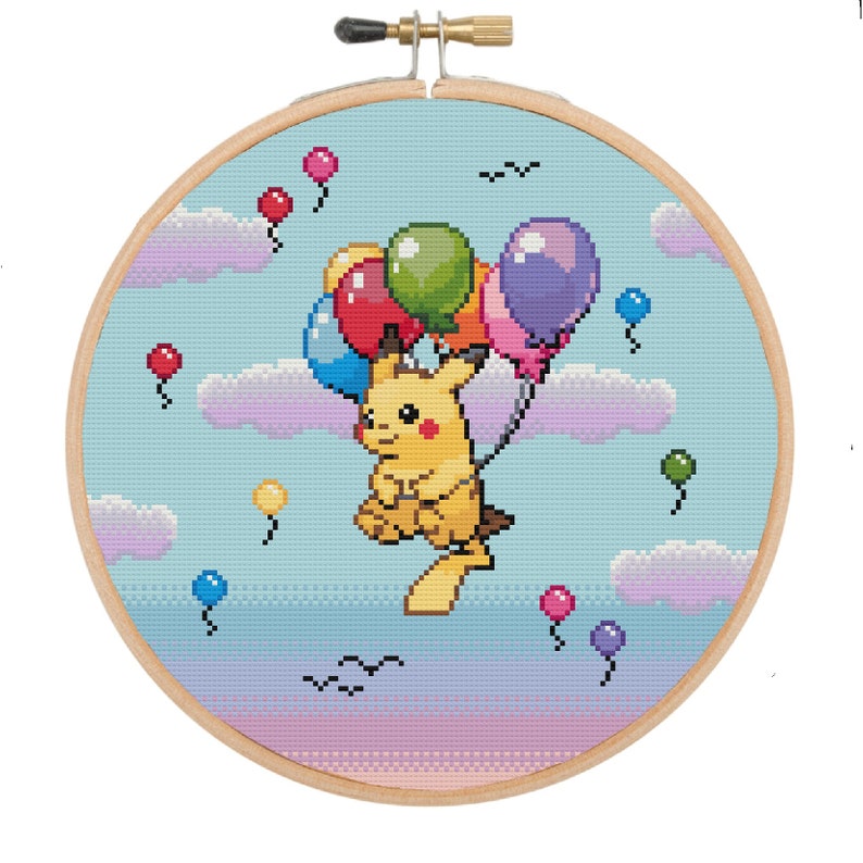 Flying Pikachu Pokemon Cross Stitch Pattern PDF Etsy