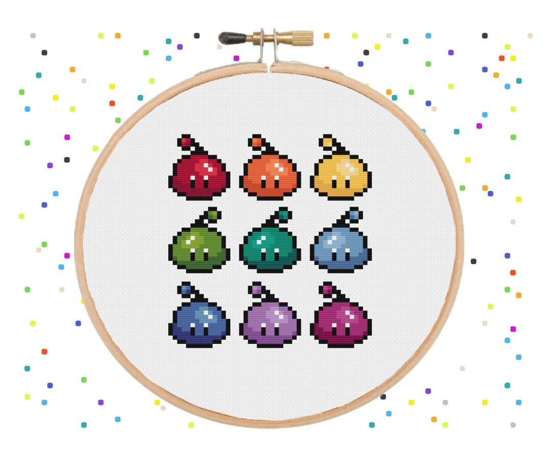 Rainbow Slimes Stardew Valley Cross Stitch Pattern PDF Etsy