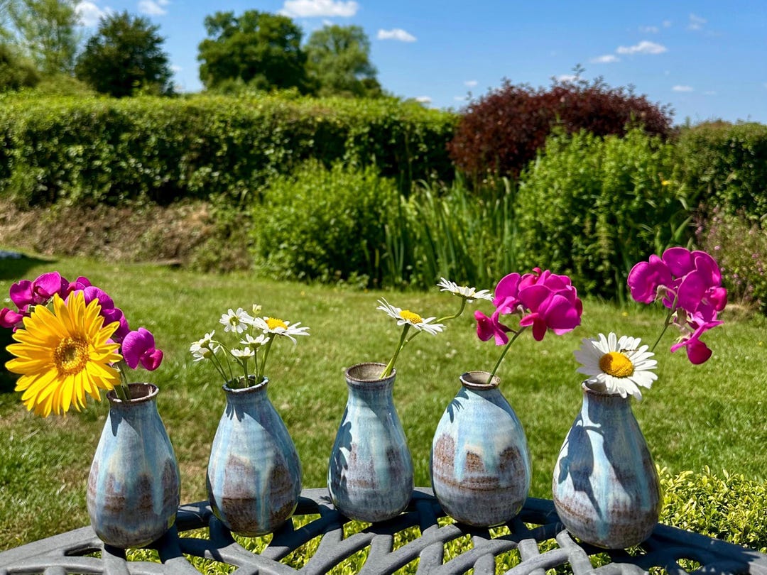 Hand Thrown Stoneware Bud Vase: Light Blue Ceramic Flower Vase - Etsy UK