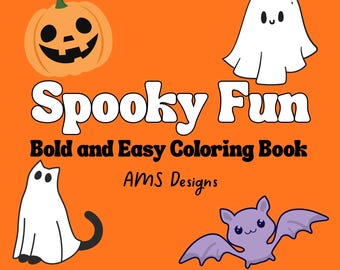 Kolorowanka „Spooky Vibes”: odważne i proste wzory na Halloween (wersja cyfrowa do pobrania)