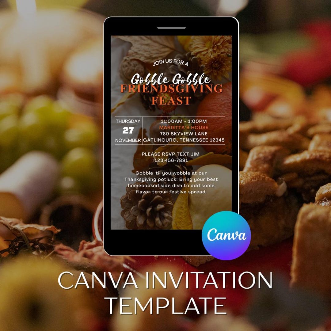 Friendsgiving Invitation Template: Editable Canva Invitation (PDF ...