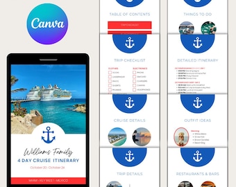 Cruise Itinerary Template: Editable Canva Travel Planner (PDF Download)