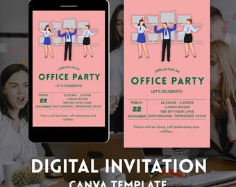 Office Party Invitation Template: Editable Canva Invitation (PDF Download)