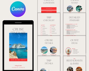 Cruise Digital Itinerary Template: Editable Canva Planner, Mobile Travel Planner (PDF Download)