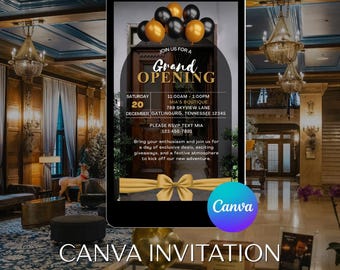 Grand Opening Invitation Template: Editable Canva Invitation (PDF Download)