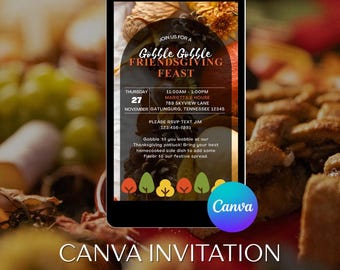 Friendsgiving Party Invitation Template: Editable Canva Invitation (PDF Download)