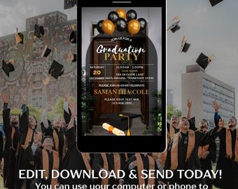 Graduation Party Invitation Template: Editable Canva Invitation (PDF Download)