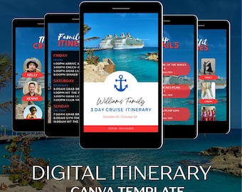 Family Cruise Digital Itinerary Template: Editable Canva Planner (PDF Download)