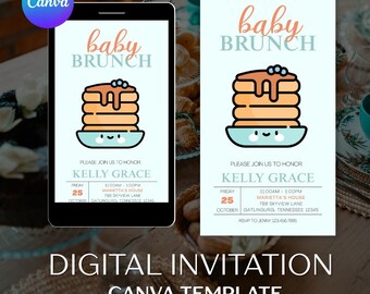 Baby Brunch Invitation Template: Editable Canva Digital Invite (PDF Download)