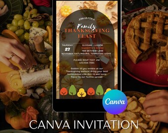 Thanksgiving Party Invitation Template: Editable Canva Invitation (PDF Download)
