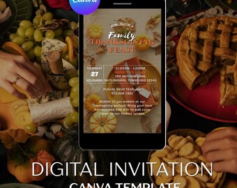 Thanksgiving Invitation Template: Editable Canva Invitation (PDF Download)