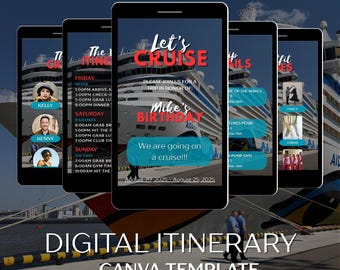 Cruise Digital Itinerary Template: Editable Canva Planner (PDF Download)