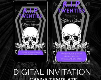 RIP to My Twenties Party Invitation Template: Editable Canva Invitation (PDF Download)