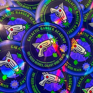 Buzz Lightyear Space Ranger Spin/Toy Story Attraction geïnspireerde holografische vinylsticker/magneet