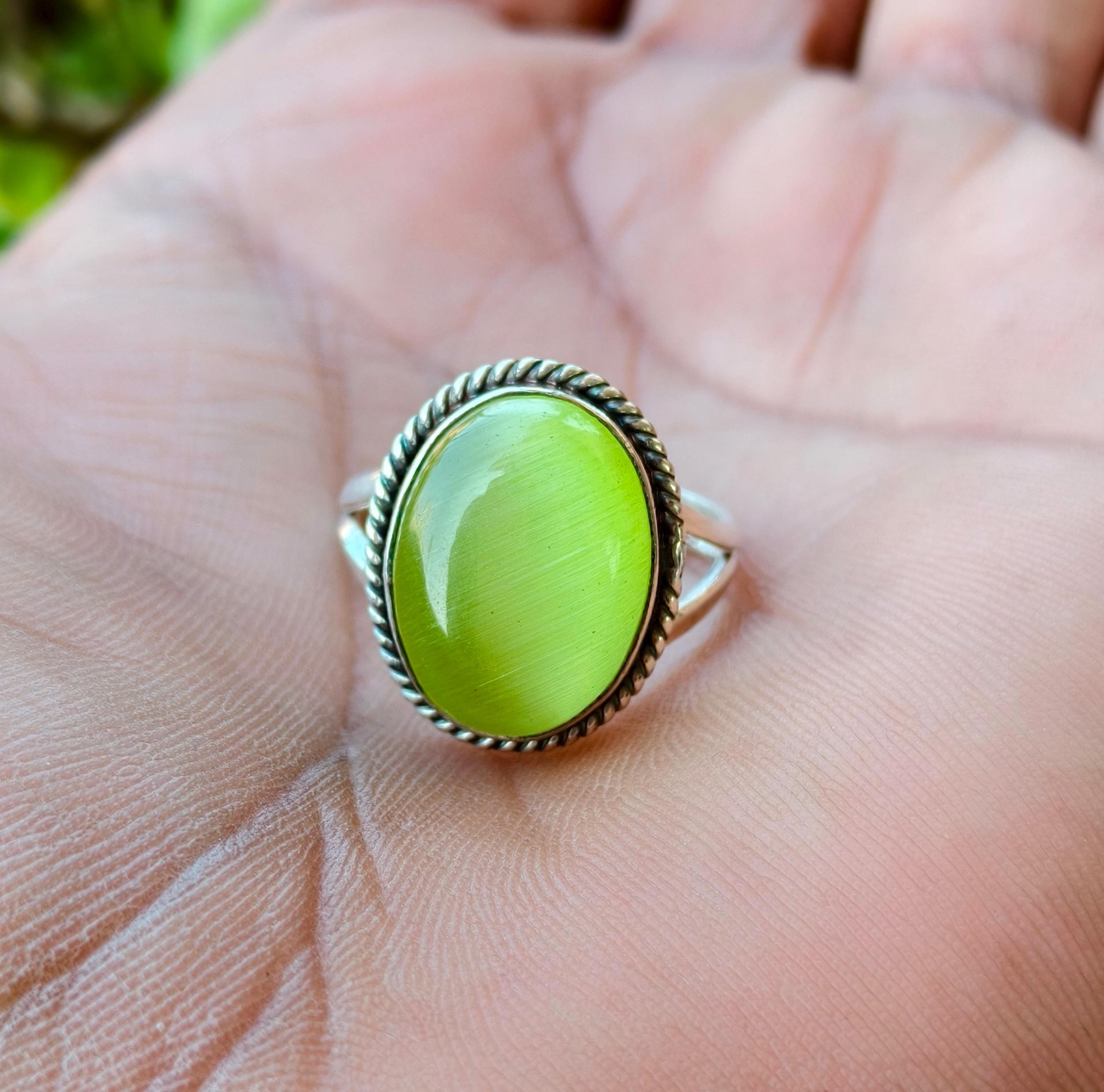 Bague En Malachite Naturelle Et Argent 925 - Taille 57, Ovale 24x19mm - Neuf étiqueté Made In France