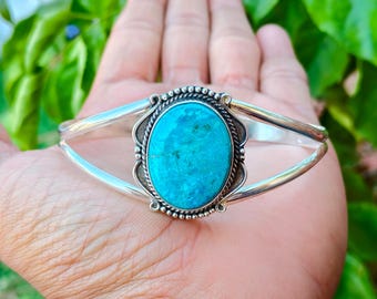 Kingman Mohave Turquoise armband, massief 925 sterlingzilver, kerstcadeaus edelsteen armband, handgemaakte sieraden,