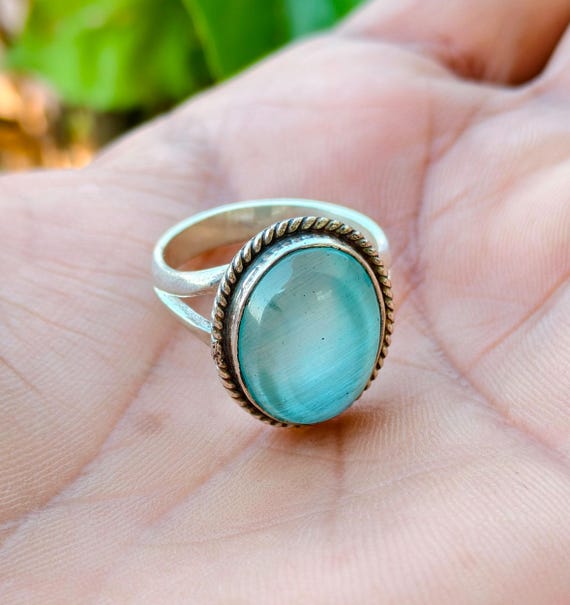 Blue Calcite Ring, 925 Sterling Silver, Christmas Gifts, Gemstone