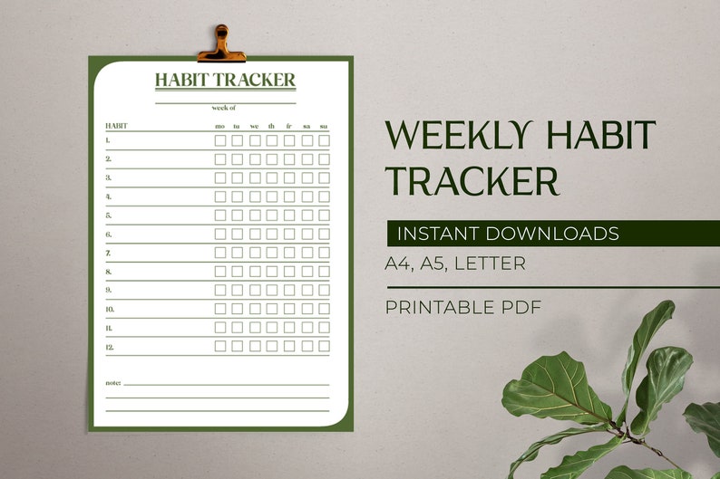 2023 Habit Tracker Printable Digital Planner for Weekly, Daily Habits Motivation & Goal Planning