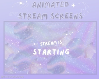 Animated Celestial Stream Scenes - Aesthetic Purple | Starting soon | Be right back | Ended | Offline | Twitch overlay | Twitch screens