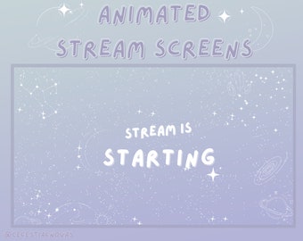 Animated Celestial Stream Scenes - Gradient Purple | Starting soon | Be right back | Ended | Offline | Twitch overlay | Twitch screens