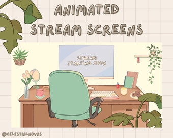 Animated Lofi Desk Room Stream Scenes - Minimalist Cozy | Starting soon | Be right back | Ended | Offline | Twitch overlay | Twitch screens