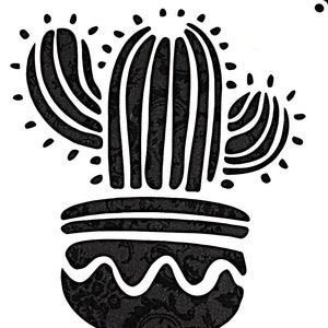 pochoir artisanal #82 cactus plante d'intérieur à fleurs, désert 6 x 6 peinture art image arbre de jardin