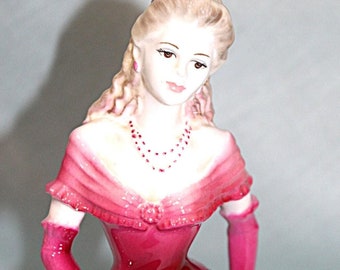 Coalport figurine pink dress prototype  Belinda  porcelain statue woman girl dressed up