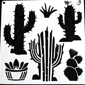 pochoir artisanal n° 282 cactus 6 x 6 pochoirs pour scrapbooking, cartes de voeux, peinture jardin