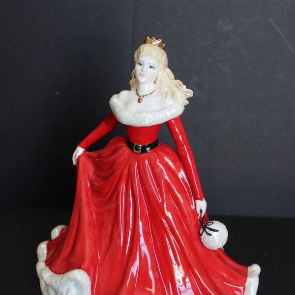 Coalport porcelain figurine with box Merry Christmas 2007 statue red dress barbie like figurine