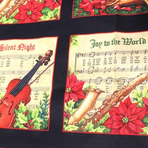 fabric panel #212 vintage-look sheet music, musical instrument cotton fabric panel