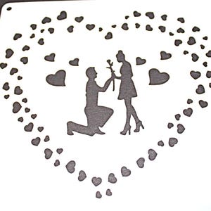 handgemachte Schablone #373 Hochzeit Herz der Herzen Liebenden 15 x 15 cm Mylar Bild Schablone