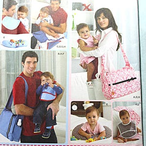 sewing pattern Simplicity 2924 diaper bag, baby bib, burp pad, tummy pillow fabric pattern new