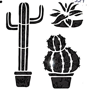 Pochoir artisanal n° 281 Cactus, scrapbooking, carte de voeux 6 x 6 mylar plante de jardin