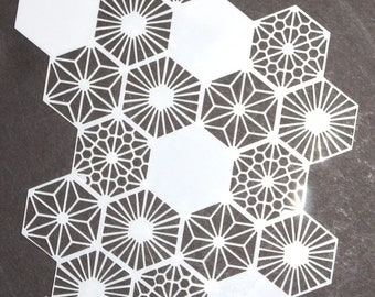 mylar stencil #84 hexagons 5&quot; x 6&quot; plastic reusable stencil