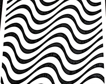 craft stencil #288 wavy lines, geometric 6 x 6 mylar art painting stencil