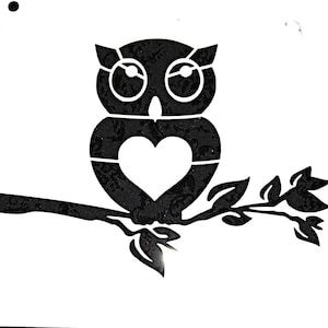 Pochoir artisanal # 40 hibou école mascotte arbre oiseau 6 x 6 hibou sportif sur branche pochoir