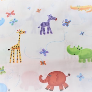fabric #83 colorful baby zoo animals cotton fabric baby quilt, throw, pillows, babys room fabric 1 yard